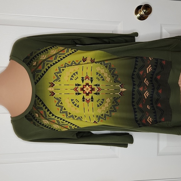 Roper Tops - Roper Wear the West 3/4 sleeve top southwest western green shirt size large